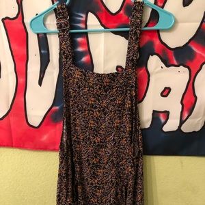 Flower print overall dress